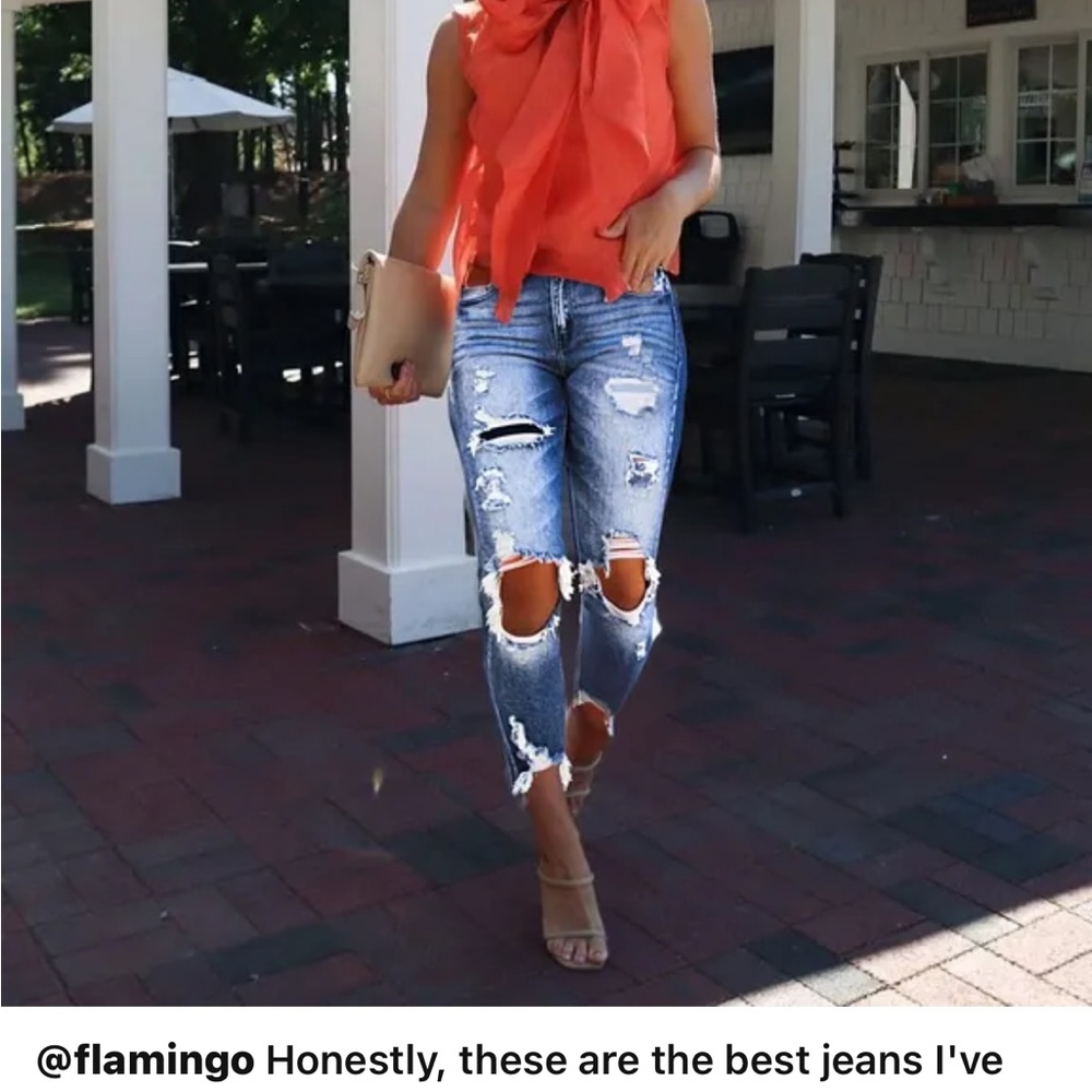 Flamingo Women's Ripped Blue Skinny Jeans